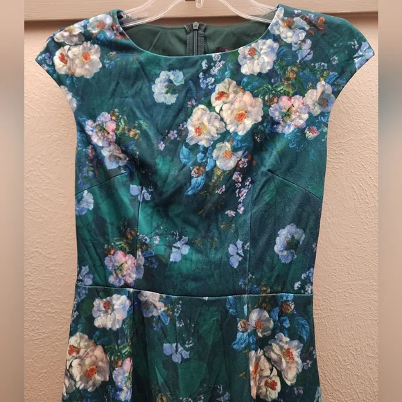 Dress Tells Green Floral Dress Women's XS - Picture 6 of 10
